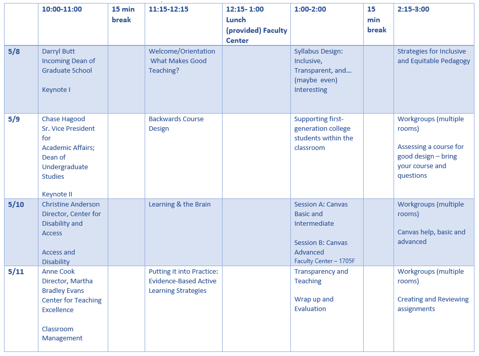 sample schedule for gti 2023